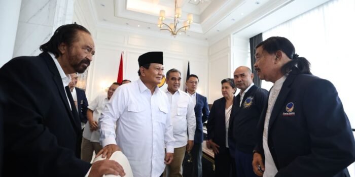 Prabowo Subianto Temui Surya Paloh di NasDem Tower: Saya Datang untuk Menghormati