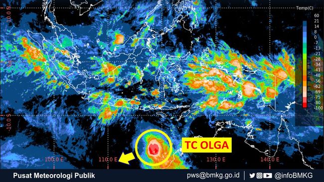 Wilayah Indonesia Diprediksi akan Diguyur Hujan Lebat Akibat Badai Siklon Tropis Olga